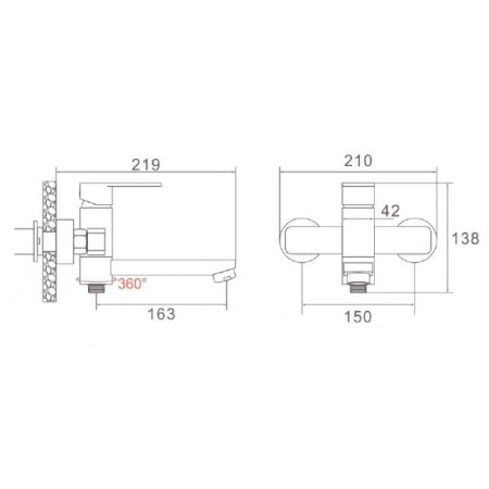 Смеситель для ванны Landberg LB-5204 Хром 