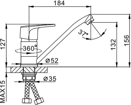 Смеситель для кухни Frap H50 F4550-2 Хром 