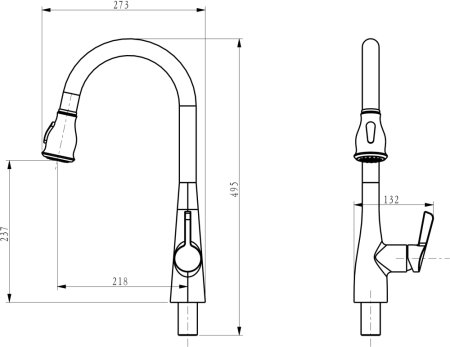 Смеситель для кухонной мойки D&K Rhein Schiller DA1462501 с вытяжной лейкой 