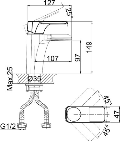 Смеситель D&K Berlin Technische DA1432815 для раковины, черный 