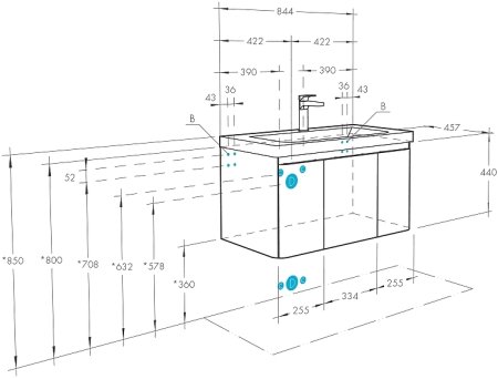 Тумба под раковину Aquaton Шерилл 85 1A208801SH010 подвесная Белая 