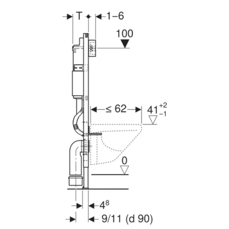 Инсталляция для подвесного унитаза Geberit Duofix 458.125.11.1, 4 в 1 с кнопкой смыва (Геберит) 