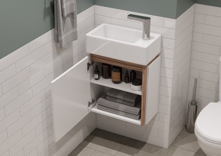 Тумба с раковиной Aquaton Эклипс М 45 L 1A172801EK49L подвесная Белый Эбони светлый 