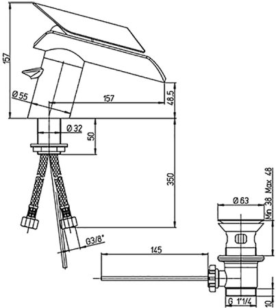Смеситель для биде Paini Morgana 73CR306VR Хром Стекло 