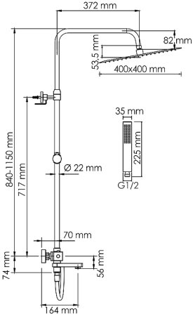 Душевая система WasserKRAFT A199.119.103.087.CH Thermo с термостатом Хром 