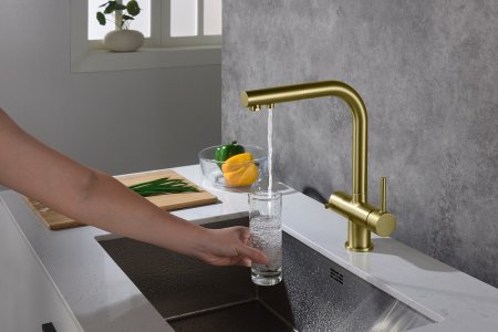 Смеситель Timo Saona 2356/17FL для кухонной мойки, золото матовое 