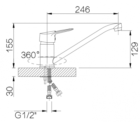 Смеситель для кухни (мойки) GANZER Sateen GZ18021 однорычажный 