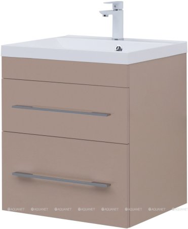 Тумба с раковиной Aquanet Верона 60 капучино (2 ящика) 