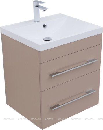 Тумба с раковиной Aquanet Верона 60 капучино (2 ящика) 