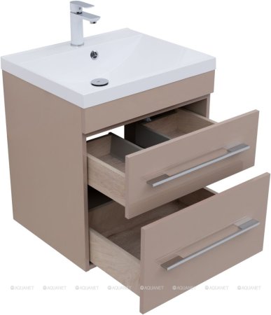 Тумба с раковиной Aquanet Верона 60 капучино (2 ящика) 