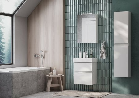 Зеркальный шкаф Roca Oleta 50 L A857643501 с подсветкой Белый матовый 