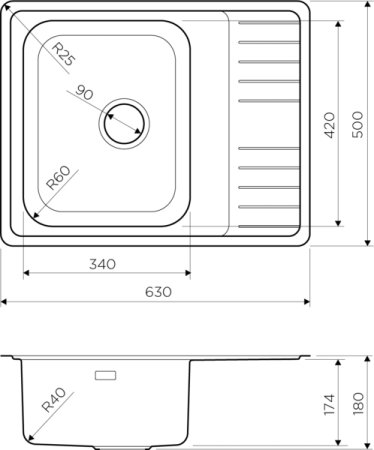 Мойка кухонная Omoikiri Sagami 63-IN-L 