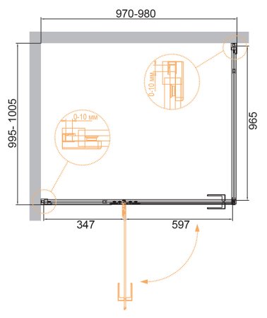 Душевой уголок Cezares Bellagio-A-1-100-C-NERO 