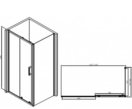 Душевой уголок Abber Schwarzer Diamant 80х170 AG30170B-S80B профиль Черный стекло прозрачное 