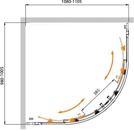 Душевой уголок Cezares Molveno RH 22 110/100 C Cr IV 