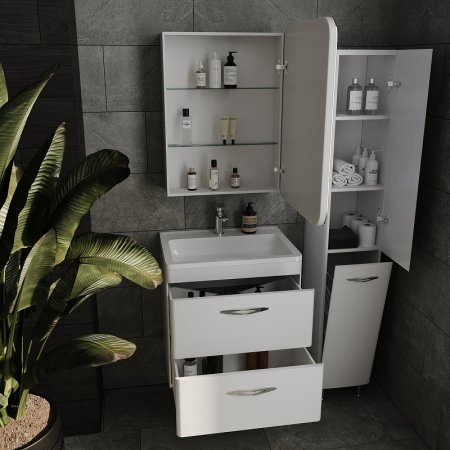 Шкаф пенал Style Line Каре Люкс Plus 30 СС-00002325 с бельевой корзиной Белый 