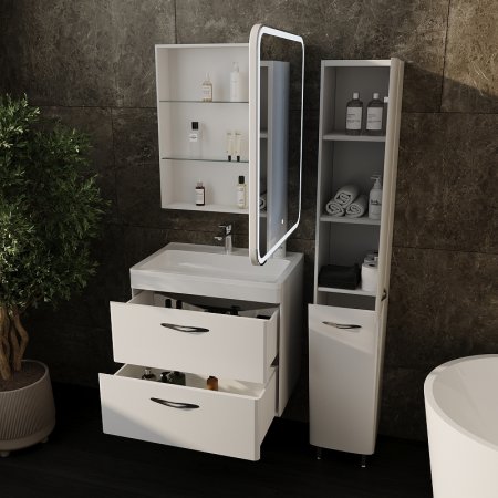 Шкаф пенал Style Line Каре Люкс Plus 30 СС-00002325 с бельевой корзиной Белый 