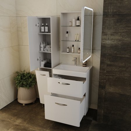 Шкаф пенал Style Line Каре Люкс Plus 30 СС-00002325 с бельевой корзиной Белый 