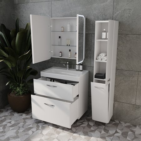 Шкаф пенал Style Line Каре Люкс Plus 30 СС-00002325 с бельевой корзиной Белый 