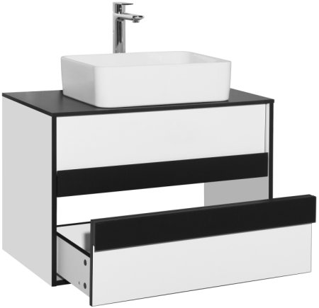 Тумба с раковиной Style Line Амстердам 80 ЛС-000010042 подвесная Белая матовая Черная 