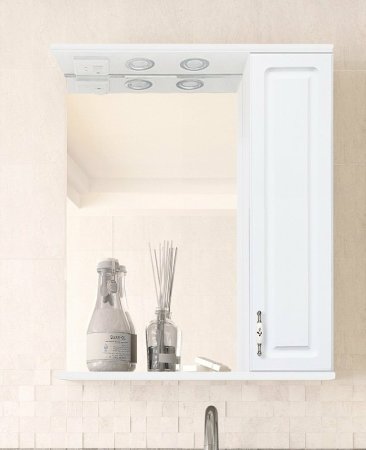 Зеркало со шкафом Style Line Олеандр 2 Люкс 55 ЛС-00000049 с подсветкой Белое 