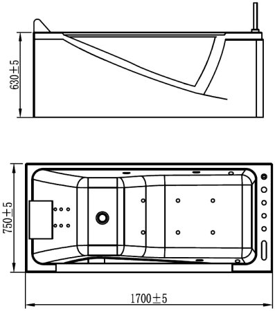 Акриловая ванна Orans OLS-BT65108 R 170x75 см 