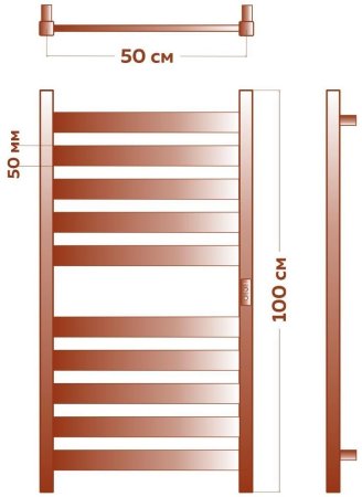Полотенцесушитель электрический (лесенка) Bauedge Elite DB-0047, 50x100 см 