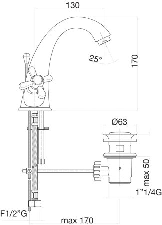 Смеситель для раковины Fiore MARGOT 26OO0623, золото 