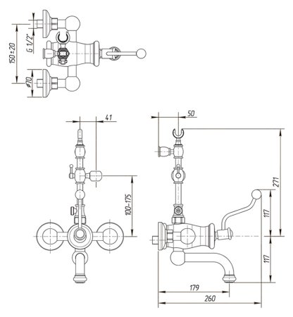 Смеситель Migliore Vivaldi ML.VIV-9902 Cr для ванны с душем 