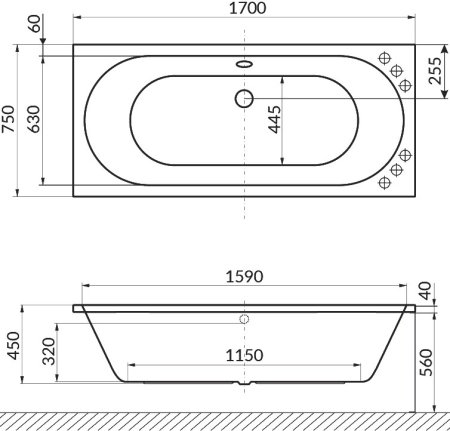 Акриловая ванна Excellent Oceana WAEX.OCE17.NANO 170x75 