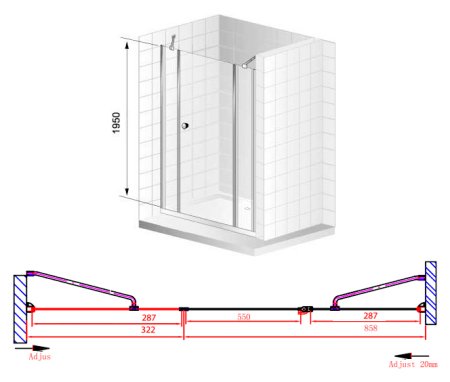 Душевая дверь в нишу Cezares Elena B13 30/60/30 P Cr R 