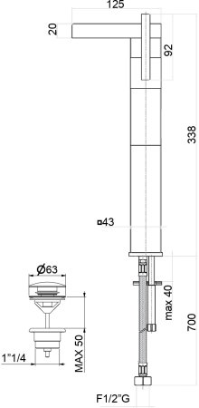 Смеситель для раковины Fiore XS 71CR7704, хром 