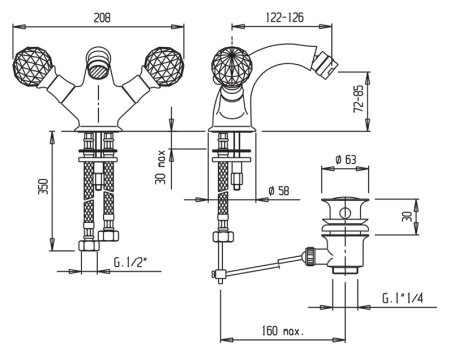 Смеситель Cezares Atlantis ATLANTIS-BS1-02-Sw для биде 