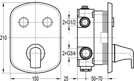 Смеситель Cezares Globo С ВНУТРЕННЕЙ ЧАСТЬЮ, для душа 