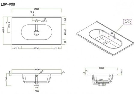 Раковина BelBagno Love 90 LOV-900-LVB Белая 