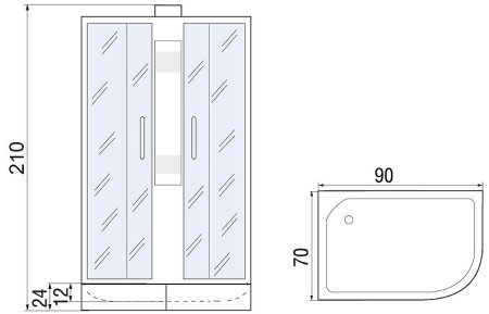 Душевая кабина River Nara 90x70 МТ R 10000008789 без гидромассажа 