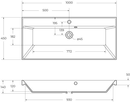 Раковина из искусственного камня BelBagno BB1000/450-LV-ART-AST-NERO 