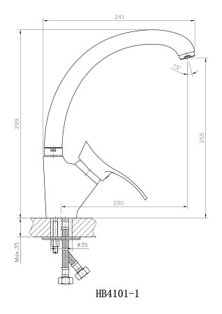 Смеситель однорычажный для кухни HAIBA HB4101-1 матовый 