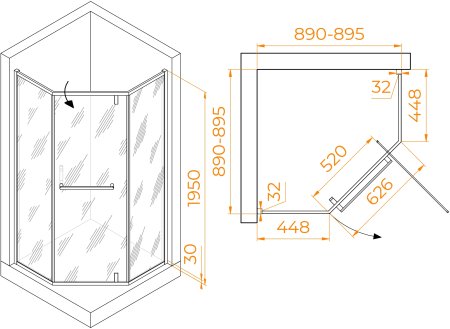 Душевой уголок RGW HO-084W 900x900 