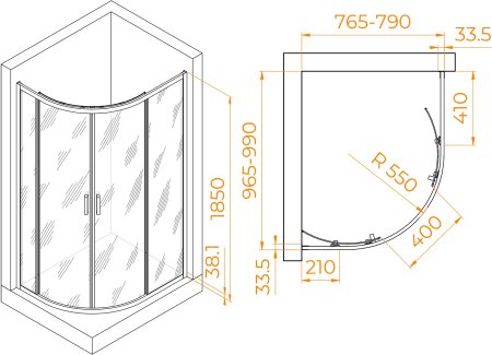 Душевой уголок RGW PA-61 800x1000 