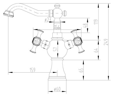 Смеситель Zorg Antic A 7008U-BR для раковины 