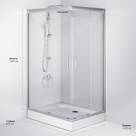 Душевой уголок AM.PM Gem 120x90 W90G-404-120290-MT профиль Хром матовый стекло прозрачное 