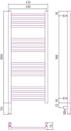 Электрический полотенцесушитель Сунержа Богема 3.0 прямая 1000x400 L 12-5804-1040 Белый 