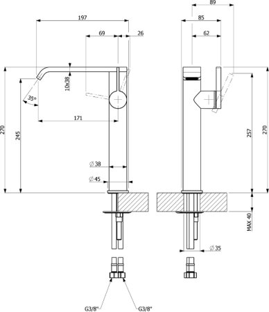 Смеситель Villeroy & Boch Dawn TVW10611915261 для раковины 