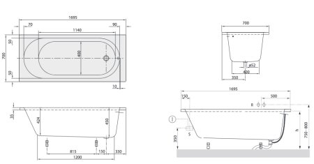 Акриловая ванна Villeroy & Boch O.Novo UBA177CAS2V-01 170x70 