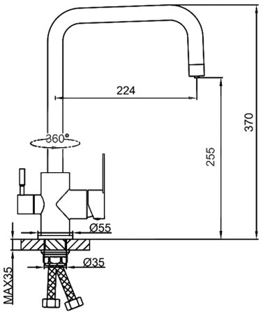 Смеситель для кухни Frap H801 F43801-6 Черный матовый 