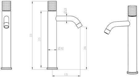 Смеситель для раковины Boheme Stick 122-BCR.2 Черный Хром 