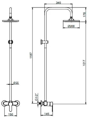 Душевая система Ledeme 2409-1L Хром 