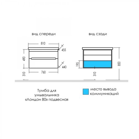 Тумба Санта Лондон 80 подвесная с умывальником Фостер 80 