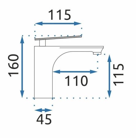 Смеситель для раковины без донного клапана Rea Berg REA-B2042 